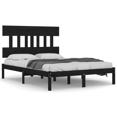 Produktbild von vidaXL Massivholzbett Schwarz 140x190 cm