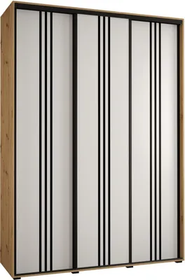 Produktbild von MEBLE KRYSPOL Cannes 6 Schrank mit 3 Schiebetüren - 205,2x180x45 cm - Artisan Weiß Schwarz