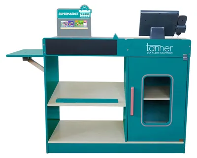 Zdjęcie produktu dla TANNER - Der kleine Kaufmann – Supermarkt-Theke (72 x 72 x 32 cm, Holz) 0354.3