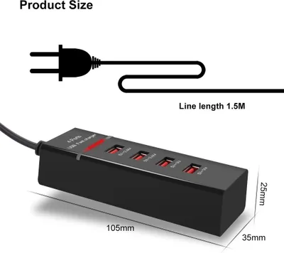 Produktbild von 4 USB-Ports Auto-Ladegerät für iPhone iPad Samsung Tablet Handy Schnellaufladen EU-Stecker