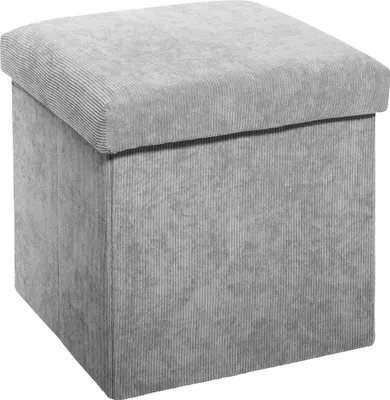 Produktbild von Eazy Living Samt Pouf + Aufbewahrungsbox Caroline S Grau