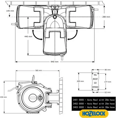 Image de Enrouleur automatique de 30 m avec tuyau gris et 2 raccords pour tuyau d'arrosage.