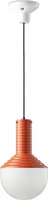Produktbild von Pendelleuchte Keramik Glas E27 Ø 24 cm H: max. 159 cm Weiß Orange rund Retro Design Keramikleuchte