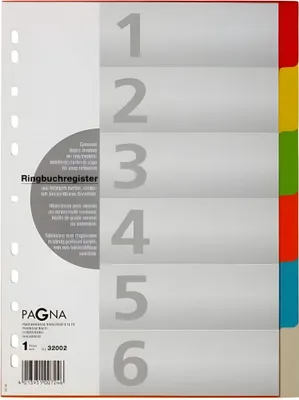 Produktbild von PAGNA Karton Register DIN A4 6-teilig 6-farbig