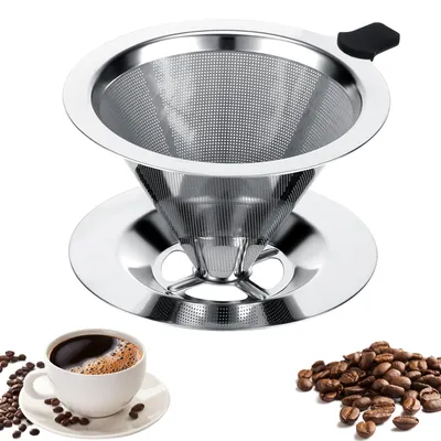 Kaffeefilter aus Edelstahl, wiederverwendbar, Kegelform, 1 Stück