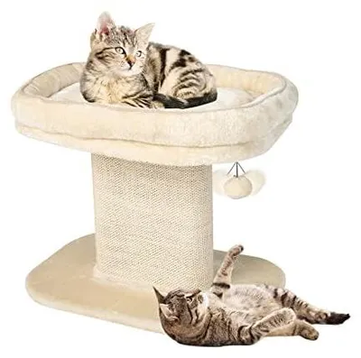 Produktbild von FANTASK Kratzbaum mit weicher Plüschsitzfläche & Sisal-Kratzsäule & Ball, Katzen