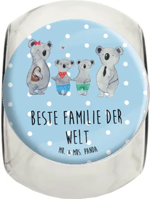 Produktbild von Mr. & Mrs. Panda Bonbonglas Koala Familie zwei L 870ml - Blau Pastell - Geschenk, Koalabär, Bruder, Müsli Glas, keksdose, Frischhaltedose, Dekoglas, Kaffeedose