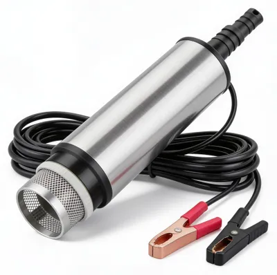 Produktbild von Dieselpumpe 12V elektrisch, Tauchpumpe 12 L/min für Diesel Öl Wasser Kerosin, Ölabsaugpumpe mit Ein/Aus-Schalter und Krokodilklemmen, Edelstahl, 2