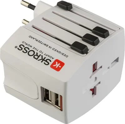 Produktbild von Universaladapter Weiß mit 2 USB-Anschlüssen, 1 Steckdose, 625 W, 5V 2.1A, PP2209