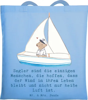 Produktbild von Mr. & Mrs. Panda Tote Bag Segeln Lebenswind - Sky Blue - Geschenk, Sportler, Jutebeutel, Geschenke, Naturgewalten, Teamarbeit, Taktik, Tasche, Wind, Sportart, Shopping