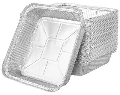 Image de 70 feuilles de papier d'aluminium de 18 cm (7 pouces) - Moules carrés pour cuisson au four et à l'air fryer