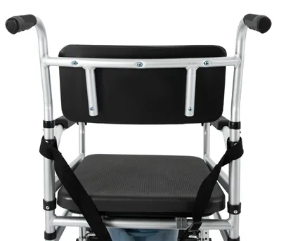 Imagen del producto de Douchekruk: Silla de ducha plegable con ruedas, antideslizante, con cinturón de seguridad y con 3 niveles de altura, apta para un peso máximo de 160 kg