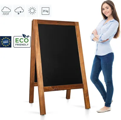 Image de Panneau d'affichage en ardoise et bois PRO (65 x 118 cm) - imperméable