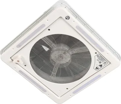 Productafbeelding van 12V RV-dakventilator met 4 LED-lampen, luchtinlaat en -uitlaat, dual-mode, geschikt voor campers, jachten en aanhangwagens