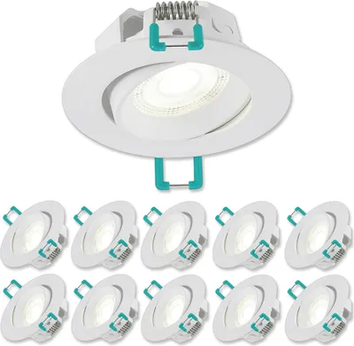 Produktbild von SYLVANIA LED Einbaustrahler 230V | 10er Pack | Neutralweiß | LED Spots Ø 68 mm | Schwenkbar | Deckenspots für Wohnzimmer, Badezimmer, Küche