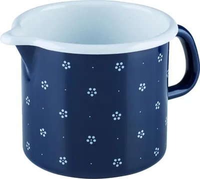 Produktbild von Riess Schnabeltopf Ø12cm 1 Liter Emaille Country Dirndl Blümchenblau
