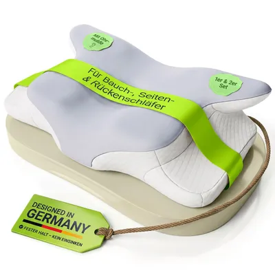 Produktbild von Juskys Nackenkissen 1er Set - Ergonomisch, Memory-Foam-Füllung - weiß / grau