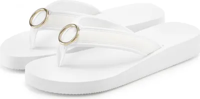 Produktbild von LASCANA Badezehentrenner Sandale, Badeschuh, Pantolette, Badelatsche, Flip Flop, Sommerschuh, weiß Größe 43