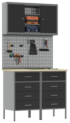 Produktbild von vidaXL Arbeitsschrankset mit Schubladen mit Regal 5 stk. Schwarz