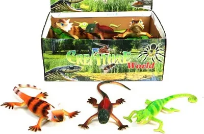 1 x plastová ještěrka (chameleon, agame, gekon) cca 24 cm, gumová, 1 ze 3 variant
