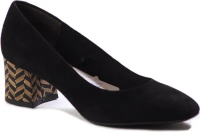 Produktbild von Tamaris Damen Pumps aus Naturleder mit Kunststoffsohle in Schwarz-Golden