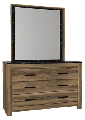 Productafbeelding van Slaapkamerkast met spiegel, moderne stijl, elegante meubels, bruine houten meubels
