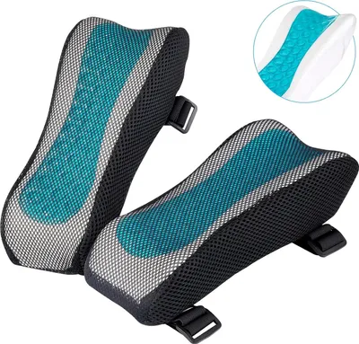 Produktbild von Armlehnenbezüge für Bürostühle – Schaumstoff-Ellenbogenstütze mit ergonomischer Form – Memory-Form-Kissen für Armlehnen von Bürostühlen, Gaming-Stühlen – 2er-Set