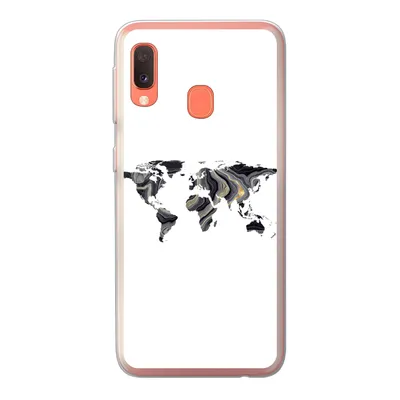 Produktbild von MuchoWow® Handyhülle Schutzhülle Hülle für Samsung Galaxy A20e Weltkarte - Gold - Linie Silikon Softcase Handy Hülle - Abdeckung