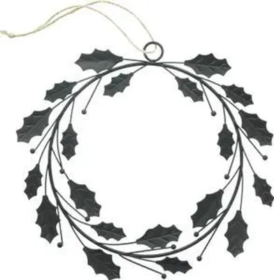 Produktbild von FRANK FLECHTWAREN Hänger Ilex, Metall, Mattschwarz, Jute Maße: Ø 27 cm, Schöner türkranz, vielseitig einsetzbar