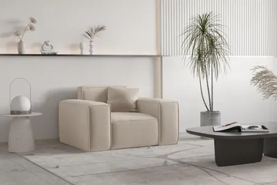 Produktbild von Sessel Designersessel CELES PREMIUM in Stoff Opera Velvet Sand
