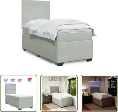 Produktbild von The Living Store Boxspringbett mit Matratze Hellgrau 90x190 cm Samt