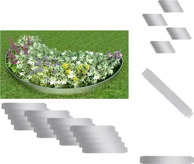 Produktbild von vidaXL Flexible Rasenkante 20-er Set Verzinkter Stahl 100x14 cm - Beeteinfassungen