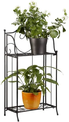 Produktbild von Famanu Pflanzenregal Metall 2 Etagen - Stehend, Schwarz