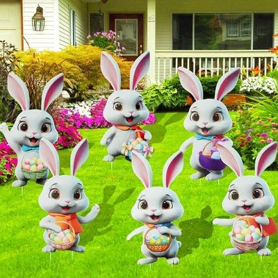 Produktbild von Ostergartendekoration 6-teilig mit Hase und Ei