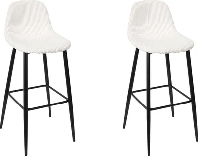 Image de Lot de 2 Chaises de Bar - HOME DECO FACTORY - Scott - Côtele - Beige et Noir