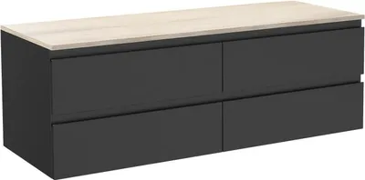 Image de Meuble double vasque SORRENTO suspendu avec plan effet bois 120 cm