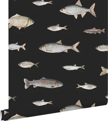 Immagine prodotto di ESTAhome carta da parati Pesci nero e grigio 50 x 900 cm