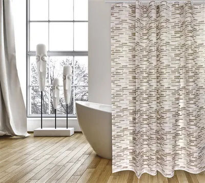 Produktbild von MSV Premium Anti-Schimmel Textil Duschvorhang - Anti-Bakteriell, waschbar, 100% wasserdicht - Polyester, „Brique“ Beige 180x200cm –  Spain