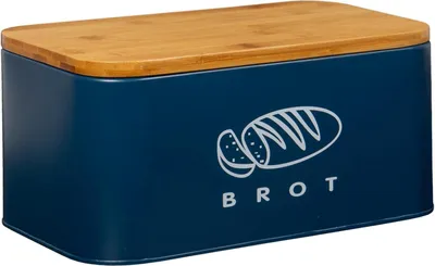 Produktbild von Praktische Brotbox aus ökologischem Bambus und Metall 30cm dunkelblau