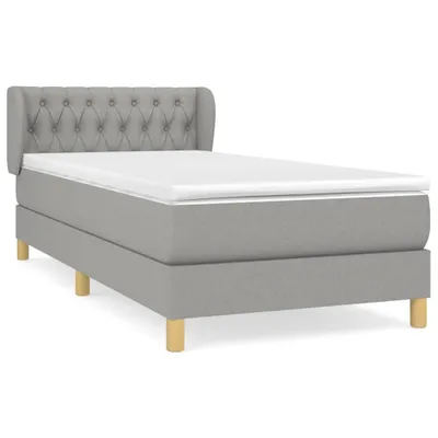 Produktbild von Boxspringbett mit Matratze Hellgrau 100x200 cm Stoff