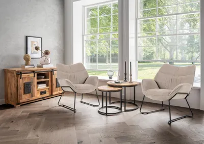 Produktbild von Indoormöbelset Sessel Aliano beige & Beistelltisch Fermo 2er Set