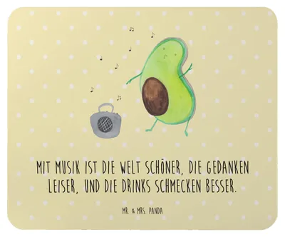 Produktbild von Mr. & Mrs. Panda mousematte Avocado Tanzen - Gelb Pastell - Geschenk, Mauspad, Urlaub, Musik, Mouse Pad, Party, Singen, pc, Mousepad, laptop