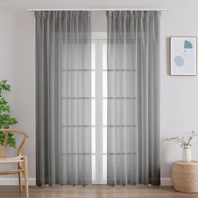 Immagine prodotto di Tende a velo trasparenti - 2 pannelli - Protezione della privacy - Con passamaneria a pieghe - Ideali per soggiorno, camera da letto e cameretta