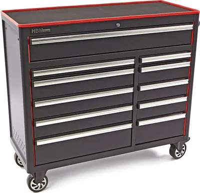 Produktbild von HBM Werkzeugwagen mit 11 Schubladen – 111 cm – schwarz