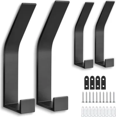 Produktbild von 4 Stück Schwarz Kleiderhaken, Garderobenhaken Wand, Unsichtbarer Schraub Handtuchhaken, Moderne Wandhaken Garderobenleiste für Jacken, Mäntel, Taschen, Schals, Handtuch, Handtaschen, Mehr