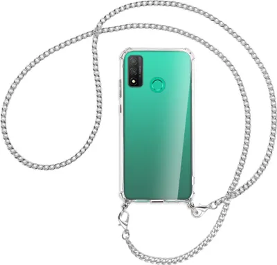 Produktbild von Handykette Backcover-Schutzhülle mit Band (Metall silberfarben) für Huawei P Smart 2020 - silberfarbene Kette