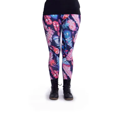 Produktbild von cosey - bedruckte bunte Leggins (Einheitsgröße) - Design Colorful Feathers
