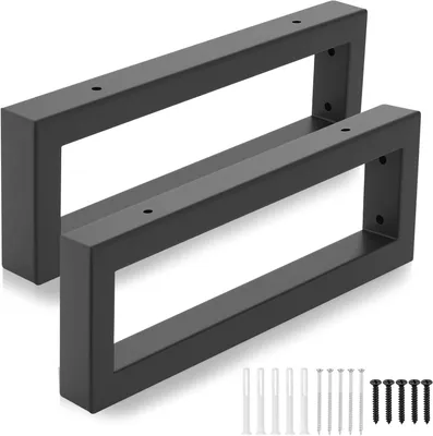 Zdjęcie produktu dla Metalowe nogi do stołu, 2 sztuki, 30x10x3 cm, czarne, do salonu i jadalni