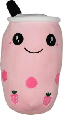 Produktbild von Bubble Tea Plüschtier Boba Kuscheltier Plüschpuppen Weiche XXL 30 cm Kuscheltier Tee Weiche Puppe Teetasse Kissen Kinderspielzeug Rosa Erbeere