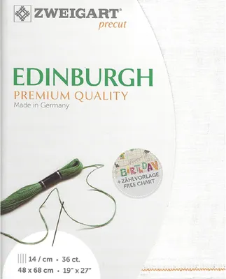 Zdjęcie produktu dla Tkanina do haftu EDINBURGH Zweigart Precut 35 ct. 3217 Kolor 100 biały, tkanina do haftu wykonana w 100% z lnu 48x68 cm